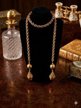 1961 Monet Gold Tone ‘BOLERO' Chain Dangle Necklace / Offer is FIRM